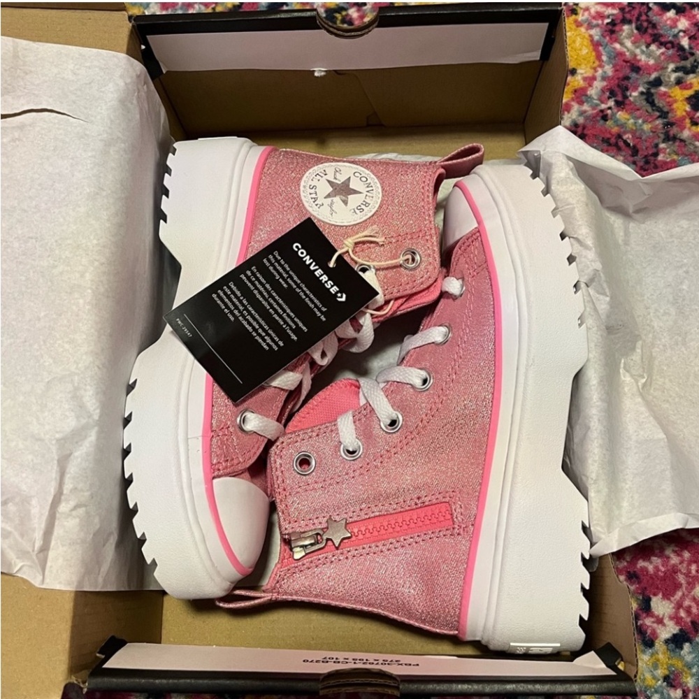 Converse Kids Glittery Pink Platform High-Tops